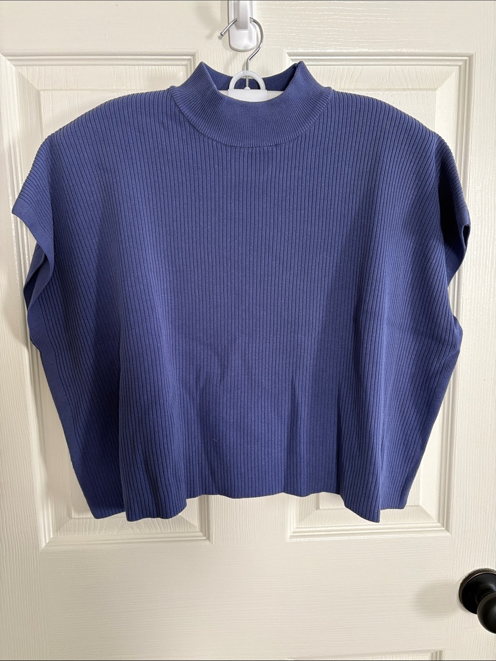 Zenana Outfitters Ribbed Mock Neck Top in Periwinkle Blue